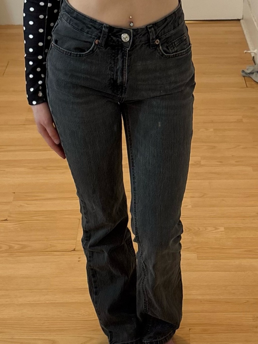 stradivarius Black Flared Low-Rise Jeans